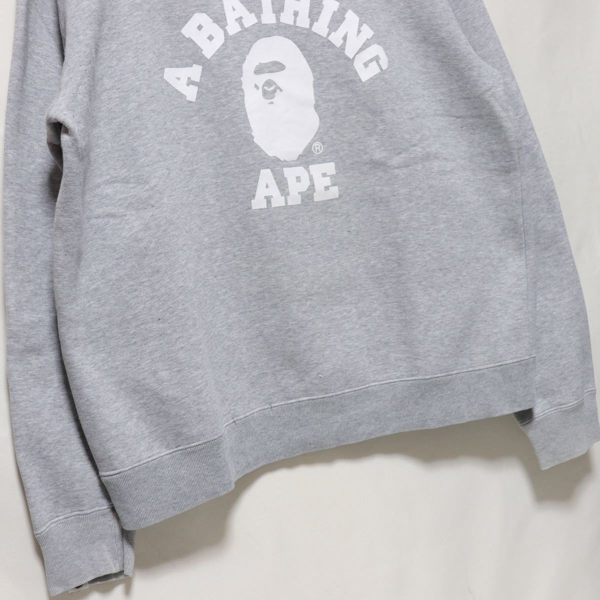 40個ファッション - A•Bathing Ape カレッジロゴ希少スウェット グレー