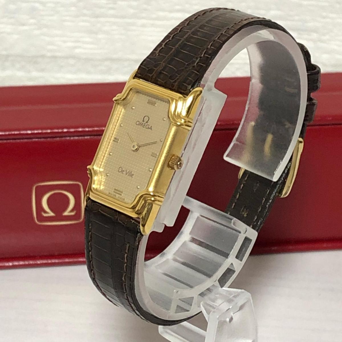 売上大特価 OMEGA オメガ デビル スクエア文字盤 ベルト純正