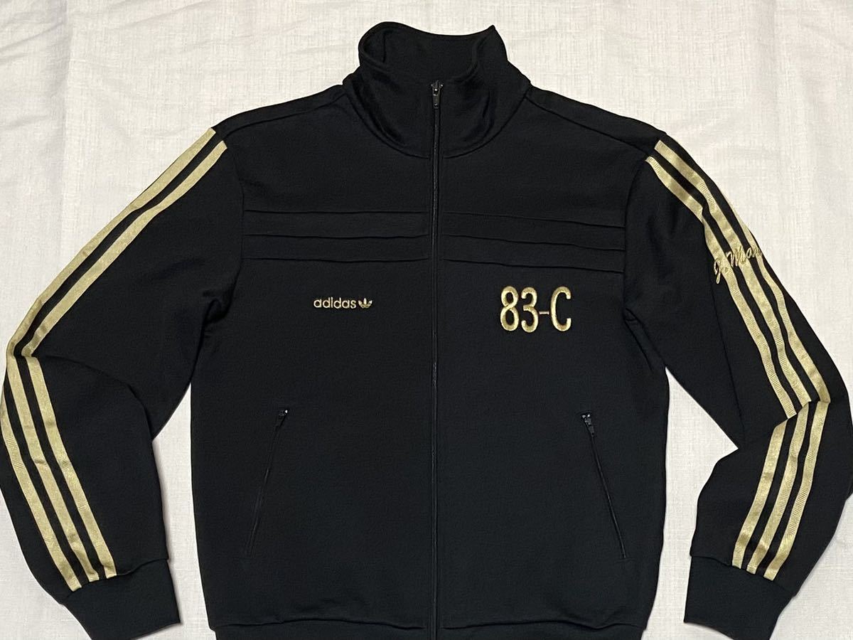 レア色 美品 adidas アディダス オリジナルス 83-C ビンテージ 復刻 黒 金 トレフォイルロゴ ジャージ M トラックトップ ジャケット 正規品