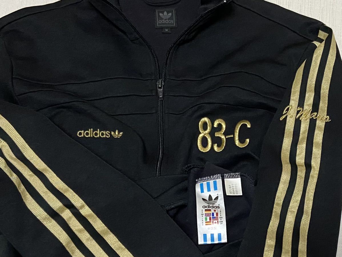 レア色 美品 adidas アディダス オリジナルス 83-C ビンテージ 復刻 黒 金 トレフォイルロゴ ジャージ M トラックトップ ジャケット 正規品
