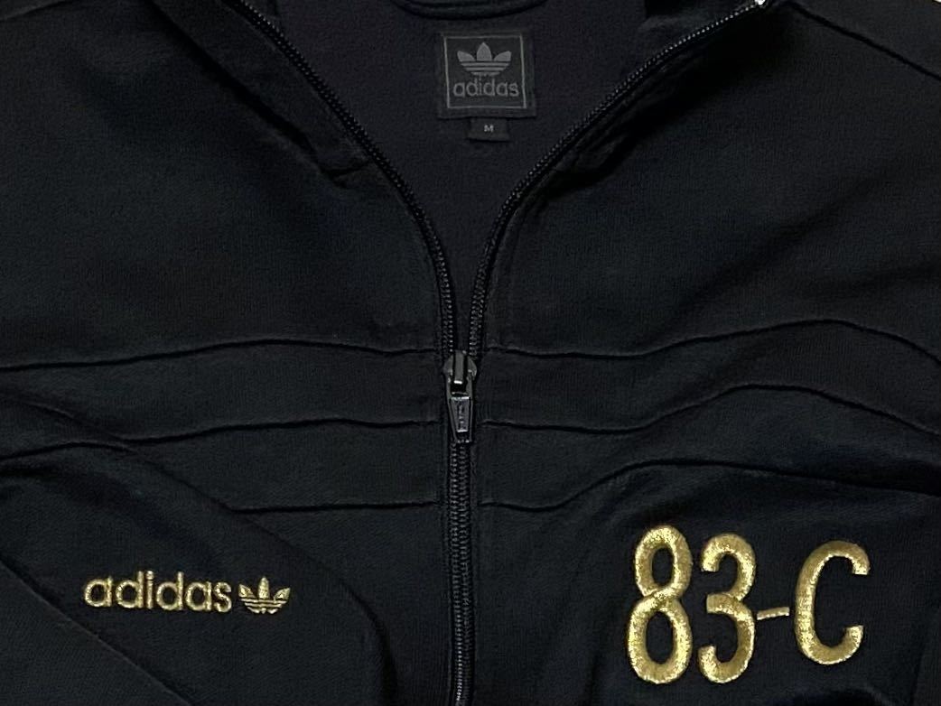 レア色 美品 adidas アディダス オリジナルス 83-C ビンテージ 復刻 黒 金 トレフォイルロゴ ジャージ M トラックトップ ジャケット 正規品