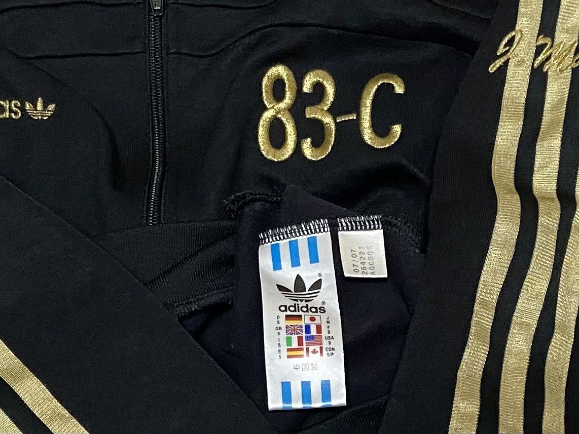 レア色 美品 adidas アディダス オリジナルス 83-C ビンテージ 復刻 黒 金 トレフォイルロゴ ジャージ M トラックトップ ジャケット 正規品