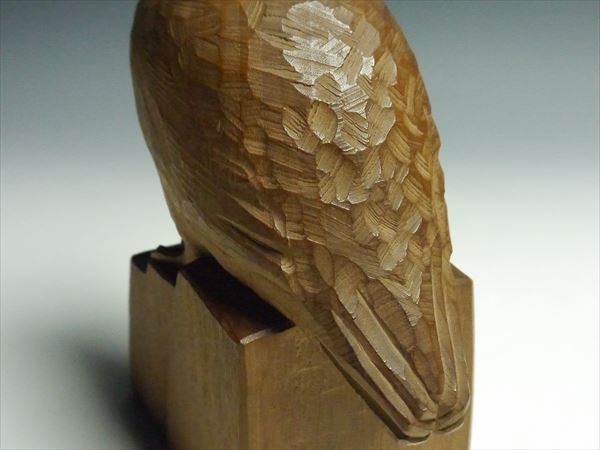 847 彫刻家 横山白汀 作 手彫り 木彫 井波彫刻 希少作品 雷鳥