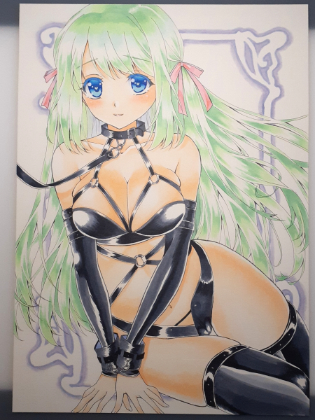 手描きイラスト◇オリジナル◇ボンデージっ娘　A4