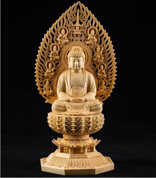 限定SALE，得価 特売！総檜材 仏教工芸品 木彫仏教 精密彫刻 阿弥陀