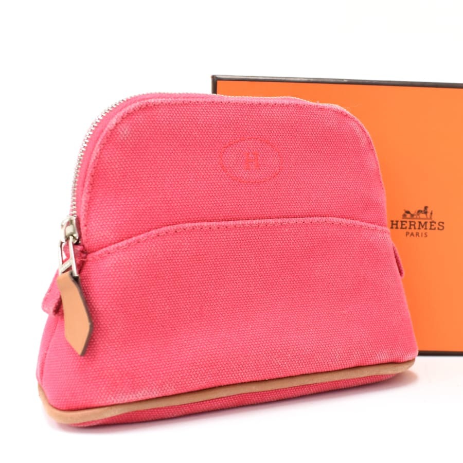 赤字超特価，人気 1円 HERMES エルメス ポーチ コスメポーチ 小物入れ ボリードポーチ ミニミニ キャンバス&times;レザー ピンク Bee(服飾小物)｜売買されたオークション情報、yahooの商品情報をアーカイブ公開 - オ 服飾小物