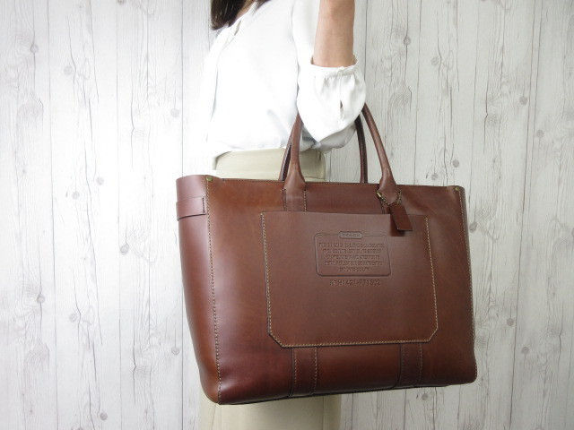 COACH コーチ トートバッグ A4サイズ ハンドバッグ レザー ブラウン 美 