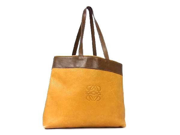 送料無料，品質保証 1円 LOEWE ロエベ アナグラム レザー ゴールド金具 トートバッグ ショルダーバッグ 肩掛けかばん レディース ブラウン系 Z1866VN(トートバッグ)｜売買されたオークション情報、yahooの商品情報を 女性用