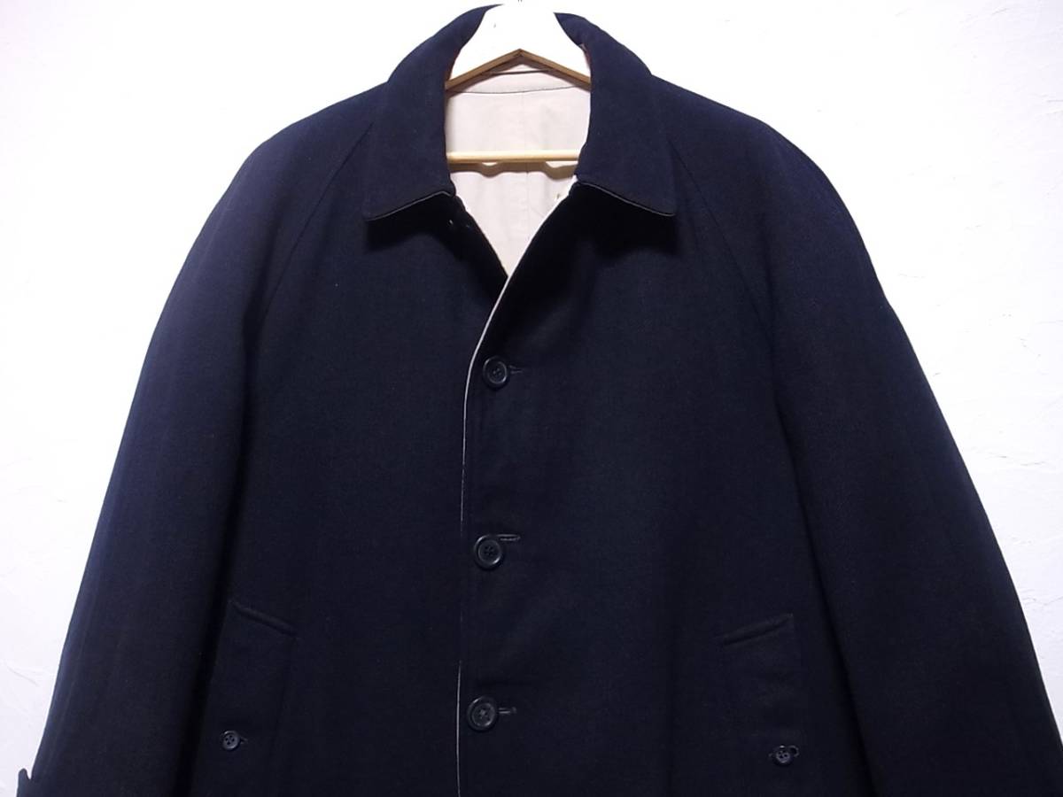 リバーシブル】70s80s Burberrys バーバリー 紺ツイード柄 英国製