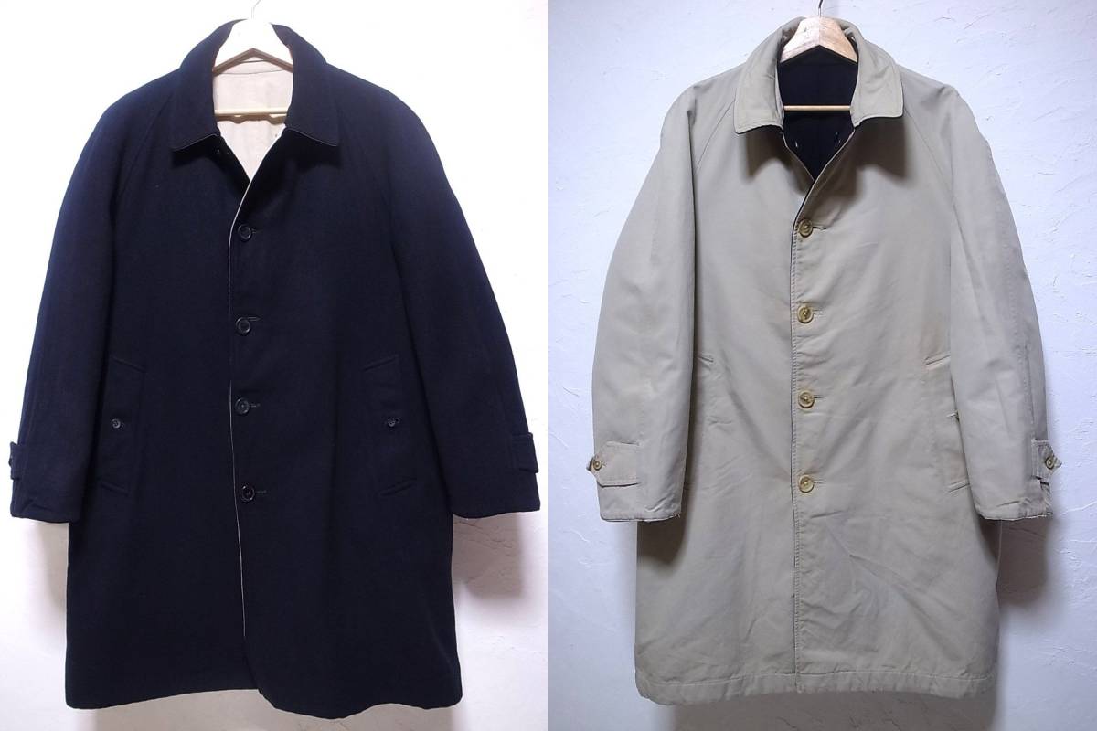 リバーシブル】70s80s Burberrys バーバリー 紺ツイード柄 英国 リバーシブル】70s80s Burberrys バーバリー 紺ツイード柄 英国
