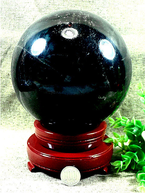 134mm天然モリオン黒水晶丸玉 AAA級 魔除け168C1-300C11D 【公式通販】