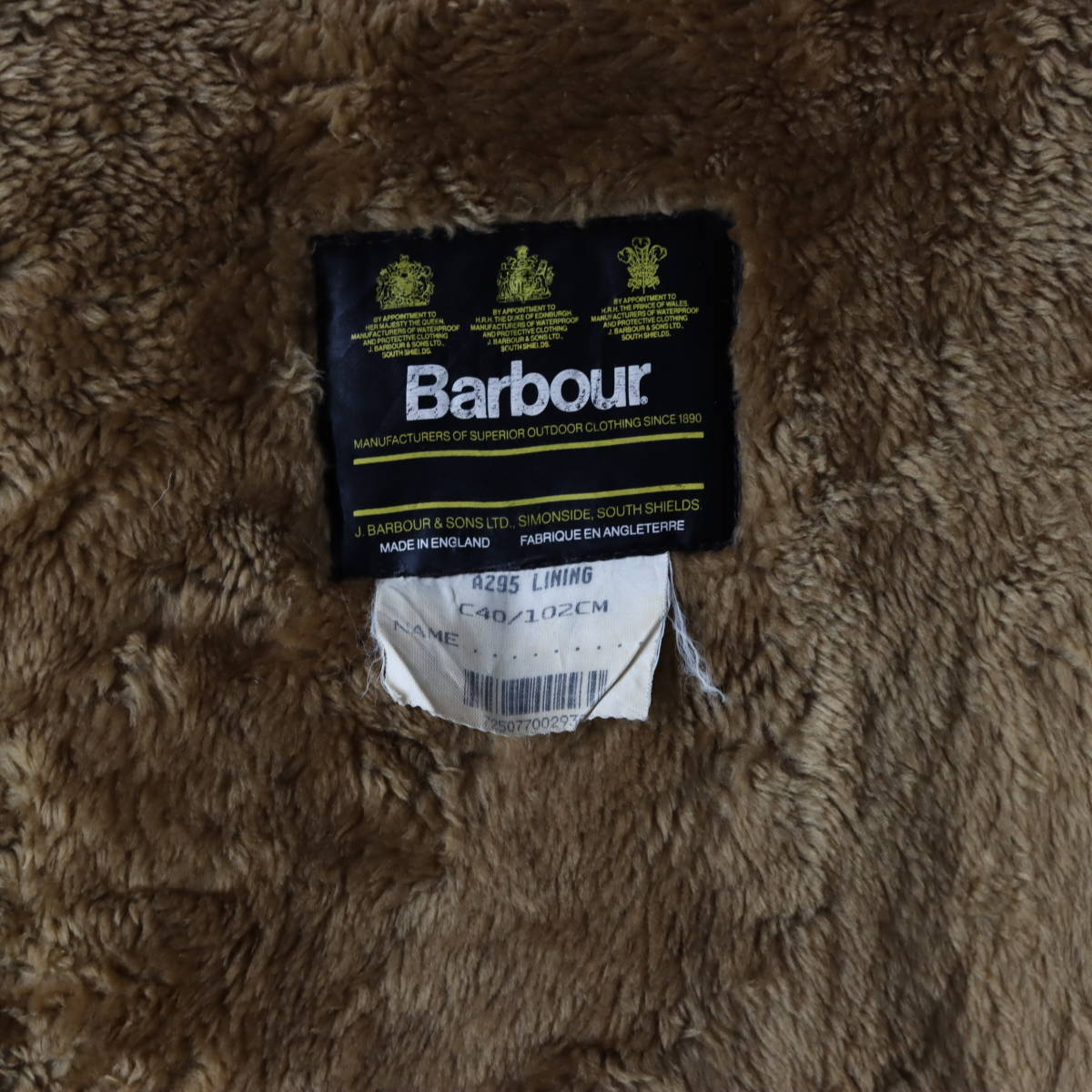 90s UK製 バブアー ファー ライナー ベスト C40 102CM / Barbour 