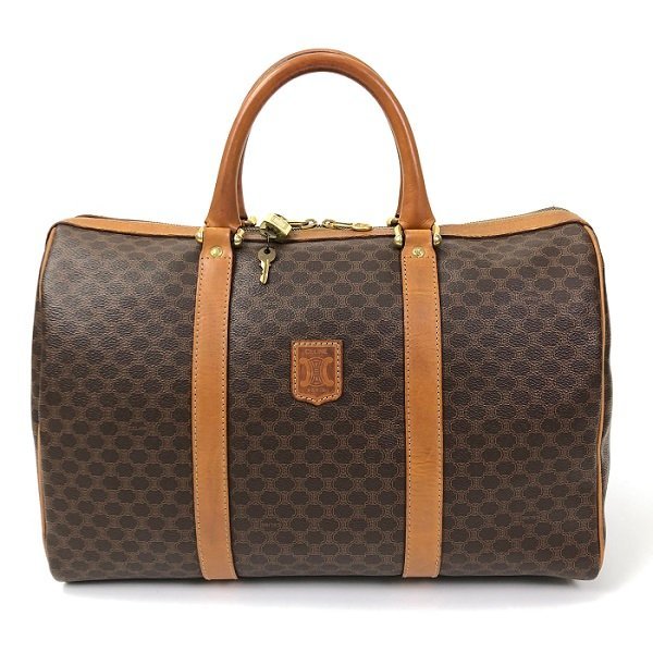 セリーヌ マカダム柄 CELINE | j_ 入手困難✨セリーヌ CELINE セリーヌ マカダム 2WAY ボストンバッグ W40 ショルダーストラップ パドロック 茶 ハンドバッグ 旅行バッグ ヴィンテージ 最落無