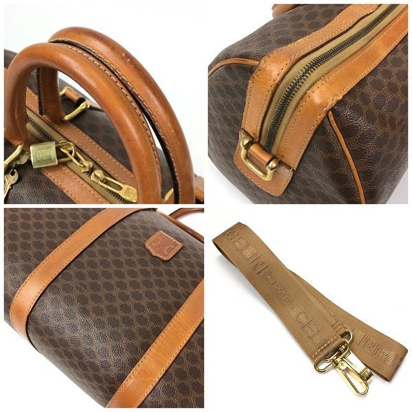 セリーヌ マカダム柄 CELINE | j_ 入手困難✨セリーヌ CELINE セリーヌ マカダム 2WAY ボストンバッグ W40 ショルダーストラップ パドロック 茶 ハンドバッグ 旅行バッグ ヴィンテージ 最落無