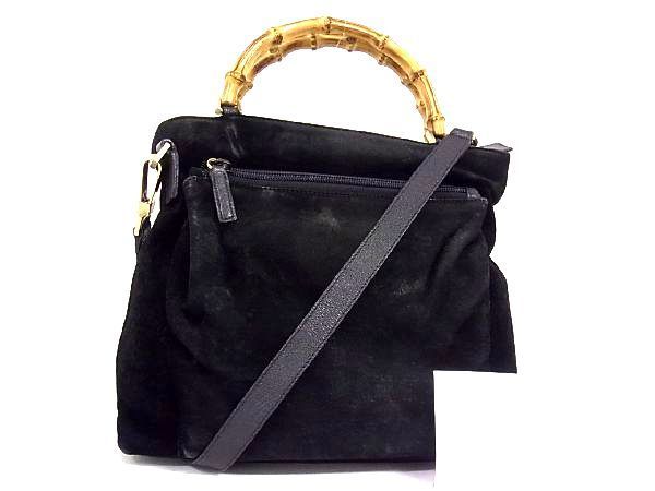 1円 □美品□ GUCCI グッチ 002 2058 0508 0 バンブー スエード 2WAY G 