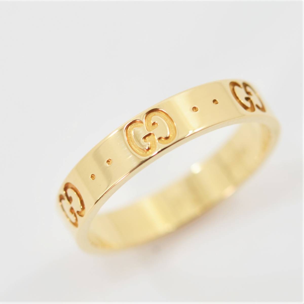 S 1円スタート GUCCI グッチ アイコンリング 指輪 GGロゴ K18YG 750 