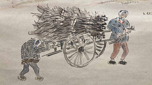 超激得，最新作 01521 津田青楓 作 「筑波山麓」掛軸（共箱）