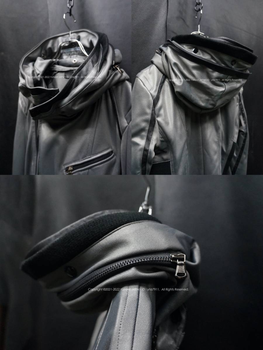 LUV MAISON ビッグフード ライダースパーカー 46 レザー切替 光沢 メタリック ジャージ ジャケット フーディー ストレッチ ジャックローズ ジャックローズ メルトンライダースジャケット 0 ROSE MAISON STORE公式通販)