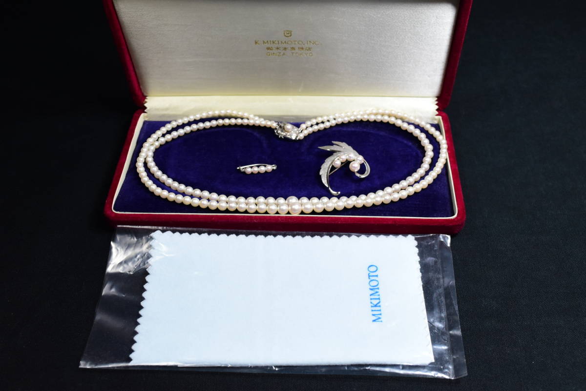 MIKIMOTO ミキモト 2連ネックレス 留具シルバー 予備パール パール