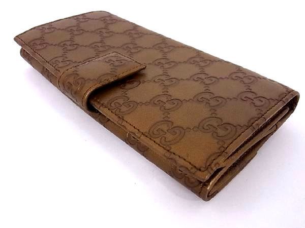 1円 □新品同様□ GUCCI グッチ 112715 2888 グッチシマ レザー 二