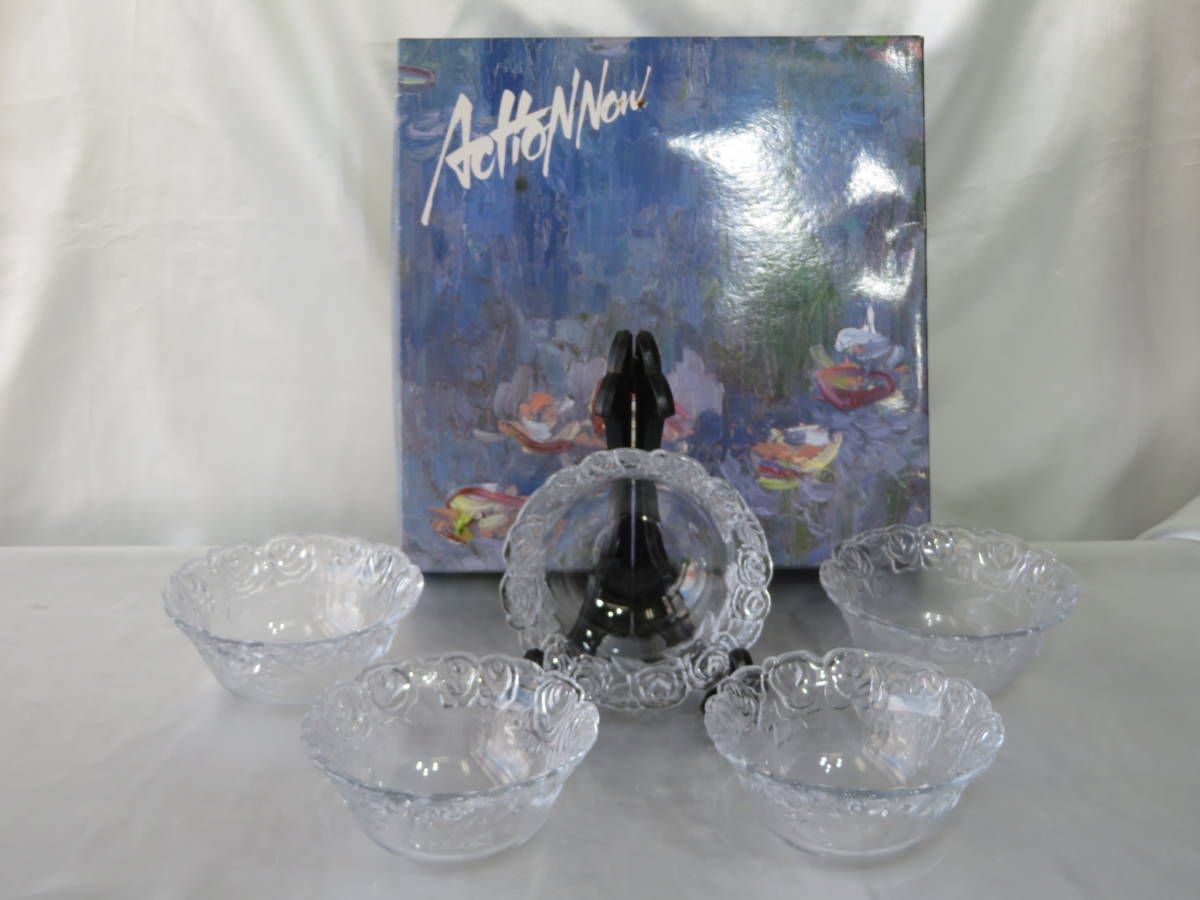 ガラス】 SOGA 曽我 ガラス インレイド ローズ 小鉢 セット 5客 保管  