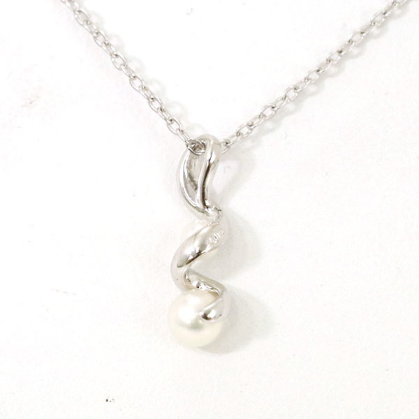ミキモト MIKIMOTO ツイストデザインネックレス ベビーパール2粒 