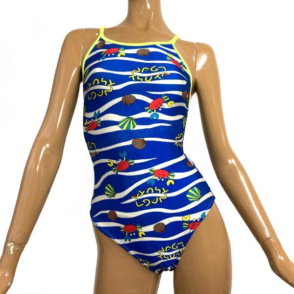 18スイミングクラブマーキング女子競泳水着 M フライバック 光沢ブルー カラフルイラスト柄模様 蛍光イエローパイピング ワンピース 売買されたオークション情報 Yahooの商品情報をアーカイブ公開 オークファン Aucfan Com