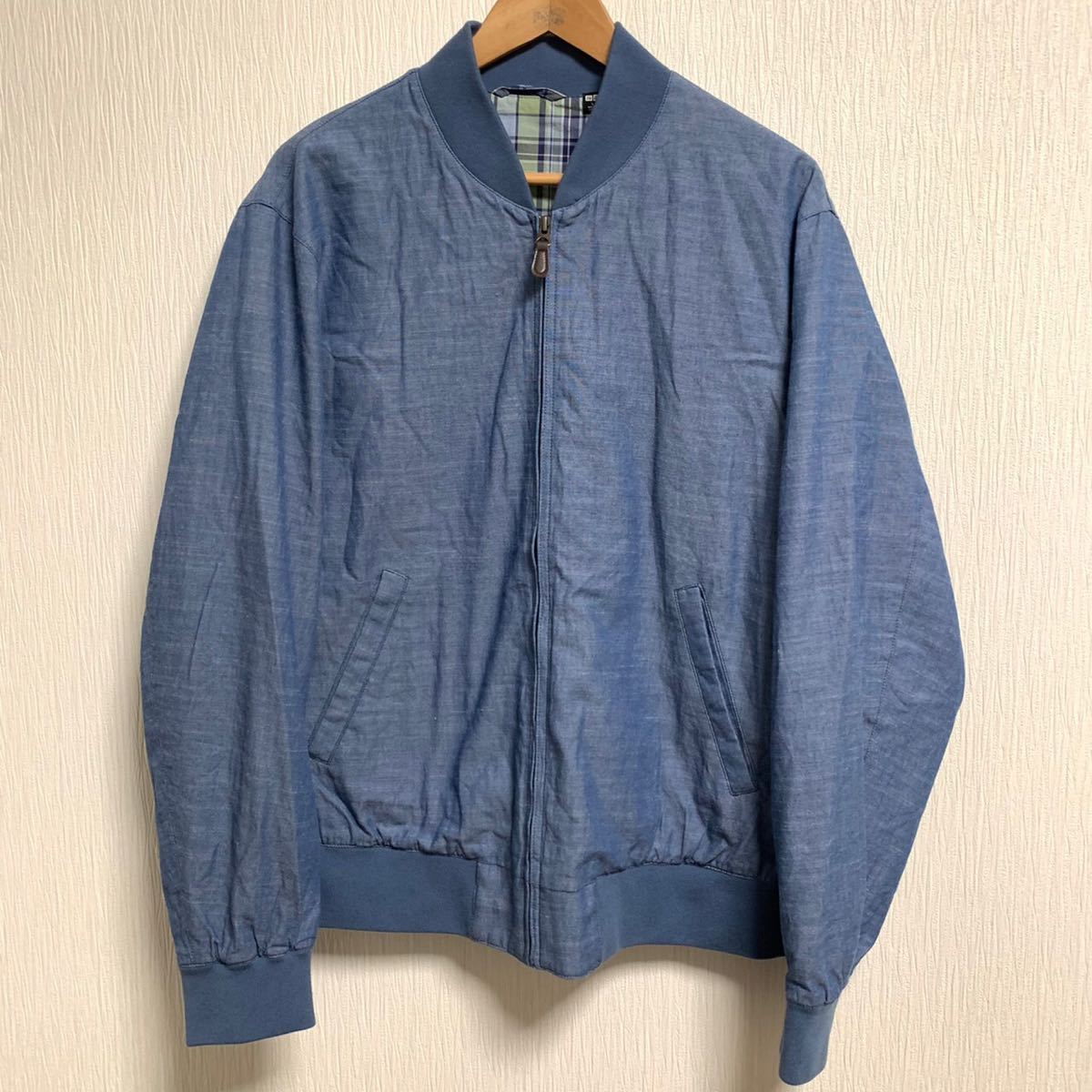 Uniqlo ユニクロ コットン リブ ブルゾン ジャケット シンプル カジュアル チェック 薄手 春 秋 青 ブルー メンズ サイズl Ed ジャンパー ブルゾン 売買されたオークション情報 Yahooの商品情報をアーカイブ公開 オークファン Aucfan Com