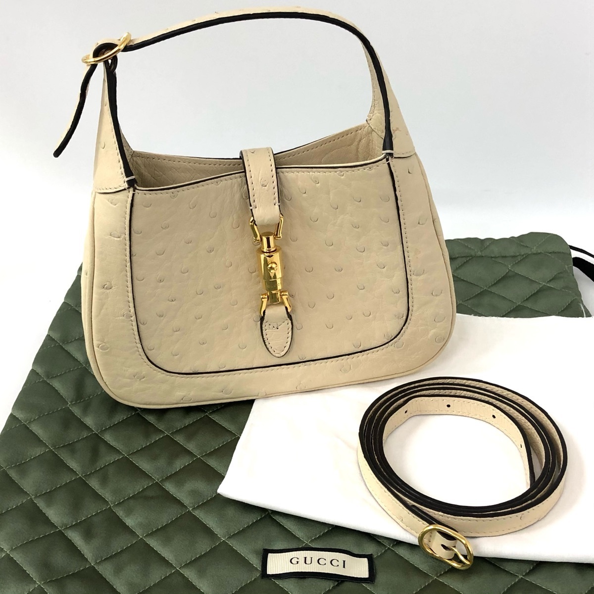 ☆1円 GUCCI グッチ ジャッキー 1961 ミニホーボー オーストリッチ 