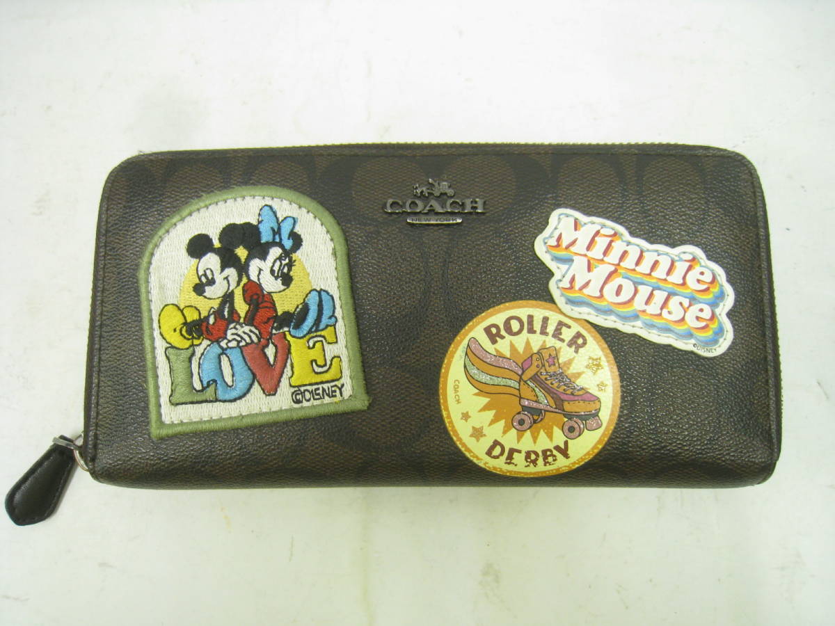 COACH コーチ × Disney ディズニー ワッペン シグネチャー ラウンド