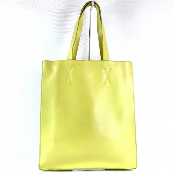 1円【保存袋付き】 MARNI マルニ レザー ライム グリーン 黄緑 トート 
