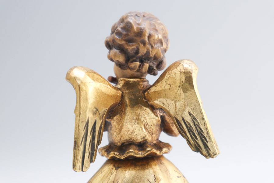 ☆美品☆イタリア製 ANRI アンリ 18cm☆木彫り人形 オルゴール 天使