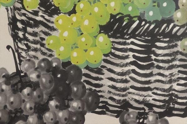 絵画 真作保証 蘇葆楨 葡萄 彩墨画 肉筆 落款有 額装 約85.5cm×124cm