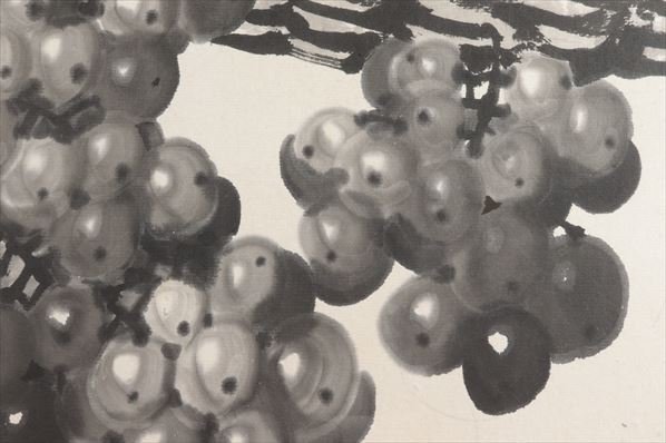 絵画 真作保証 蘇葆楨 葡萄 彩墨画 肉筆 落款有 額装 約85.5cm×124cm