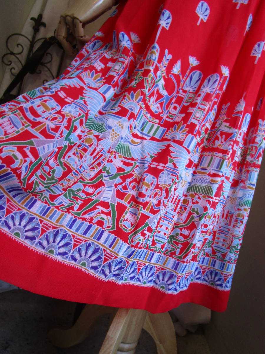 Ameri Vintage ワンピース ○[60s70s80s vintage ヴィンテージ 赤 壁画 オリエンタル