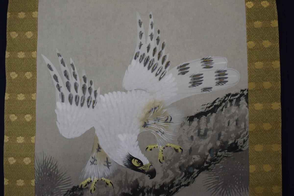 真作小栗春峰⁄双鶴之図⁄松竹梅鶴亀図⁄掛軸☆宝船☆Z-901 作者不詳⁄鷹之