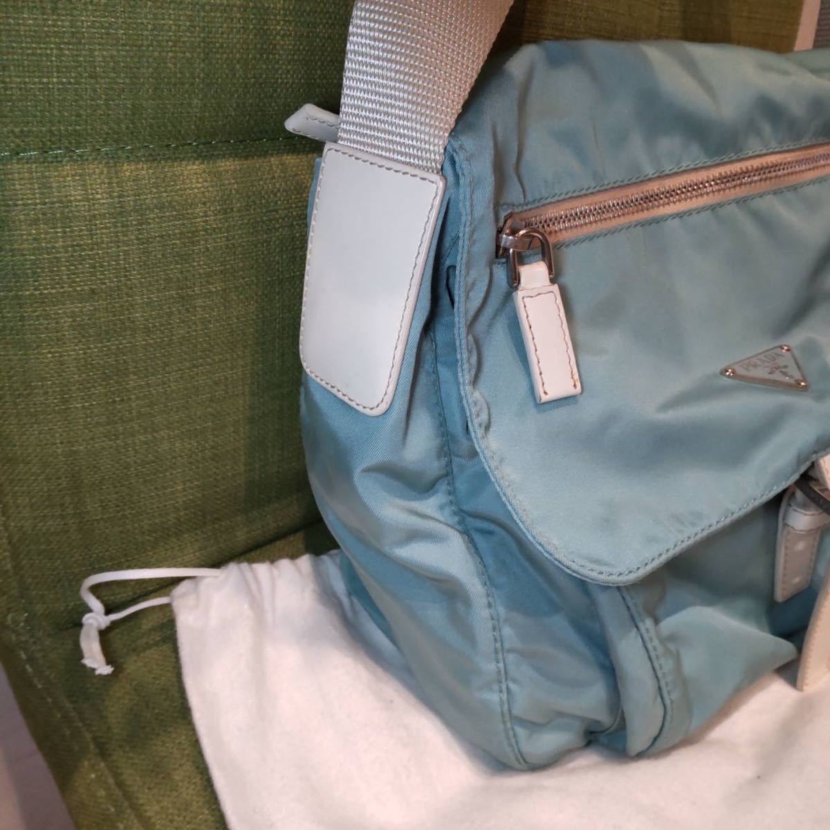 1円【超美品】PRADA プラダ 本物 ショルダーバッグ ナイロン レザー 