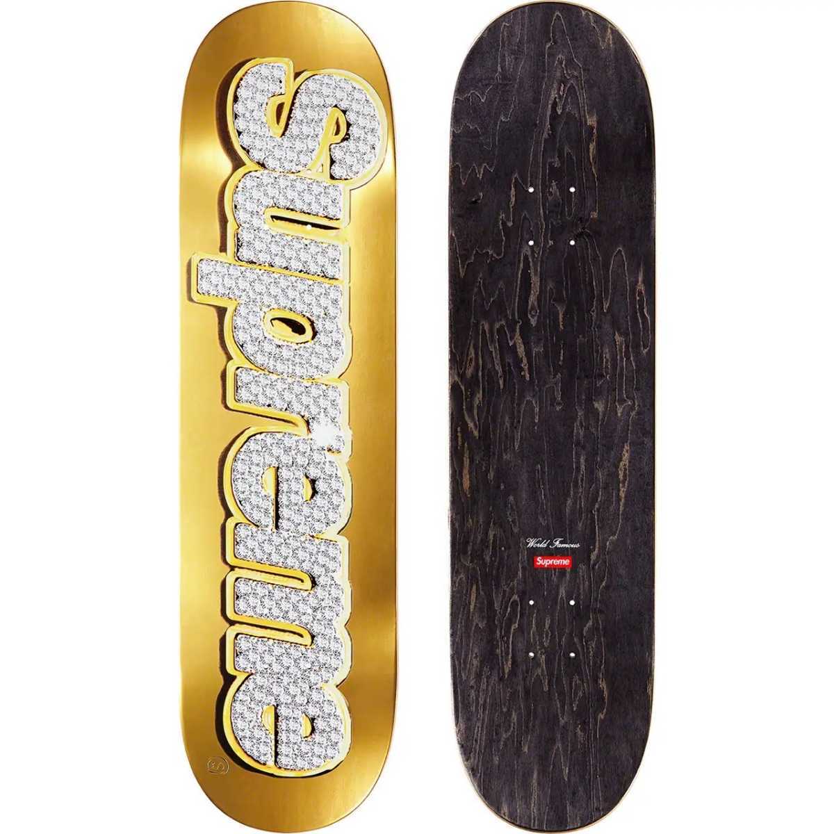 得価，HOT 新品未使用 Supreme Bling Box Logo Skateboard Gold 8.375 