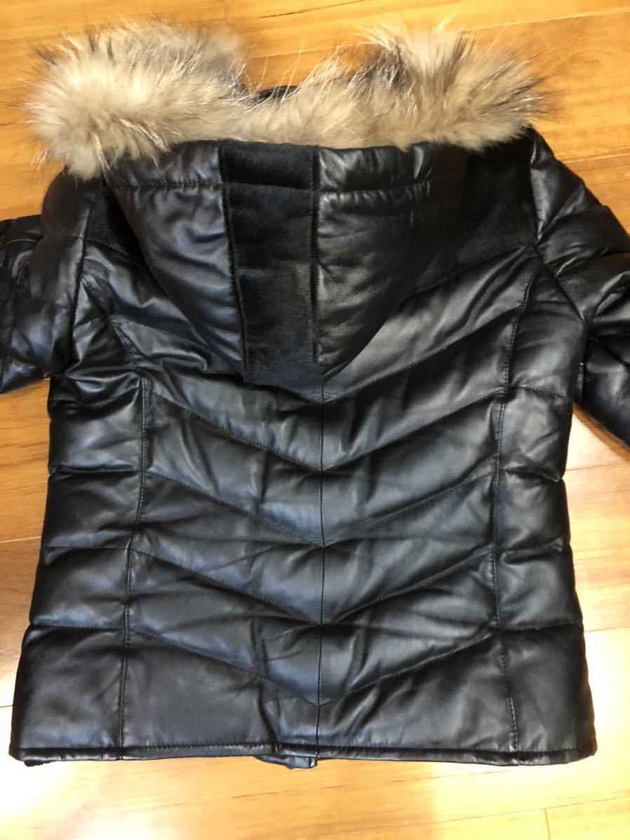 美品 Obelisk オベリスク レザー ダウン JKT 羊革 ハラコ切替え 