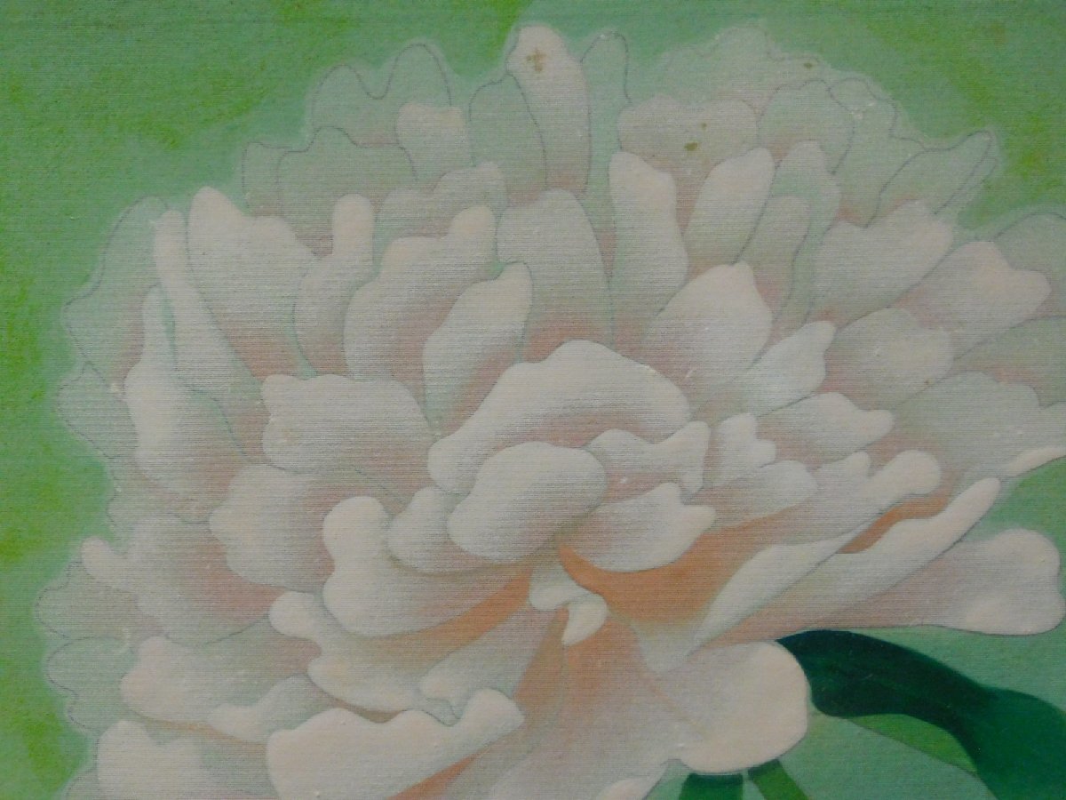 大竹正芳 静物画 花 日本画 絹本 額装 長期保管品 w220211(花鳥、鳥獣