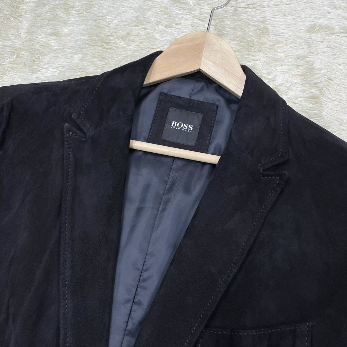 美品/希少✨HUGO BOSS テーラードジャケット　羊革　ラムレザー 黒 中古・古着通販】BOSS HUGO BOSS (ボス ヒューゴボス) ラムレザー