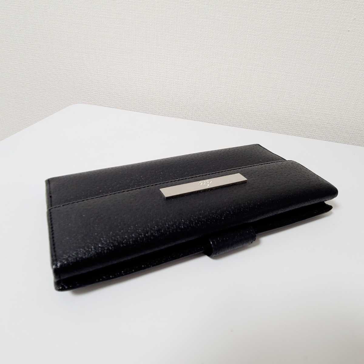 グッチ GUCCI 二つ折り 長財布 レザー 本革 黒 ブラック GGロゴ 美品 