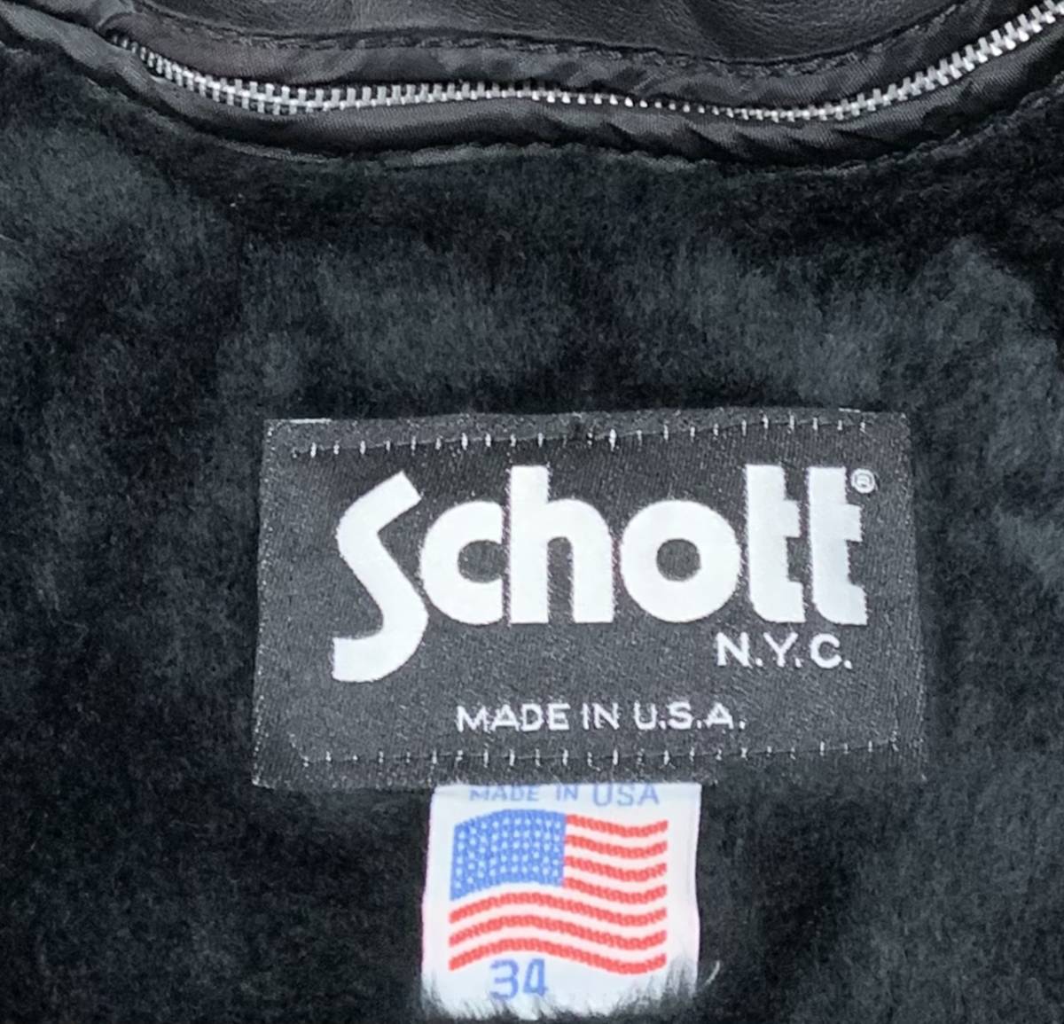 ⑥ライナー付◇schott 641【34】米国製 黒◇シングルライダース
