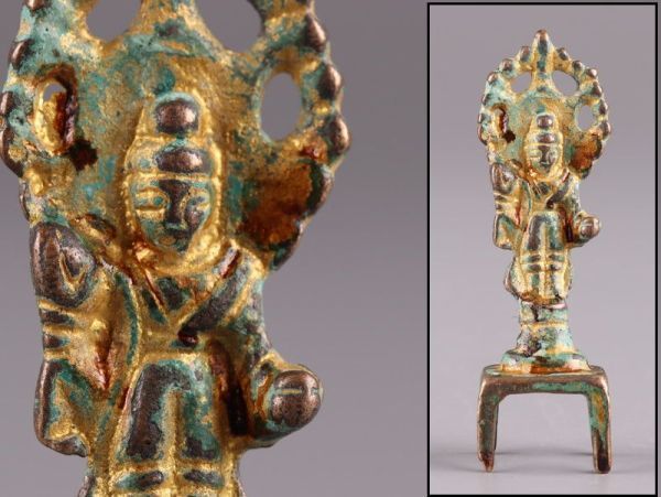 中国古玩 唐物 仏教美術 古銅造 仏像 時代物 鍍金 極上品 豆仏 初