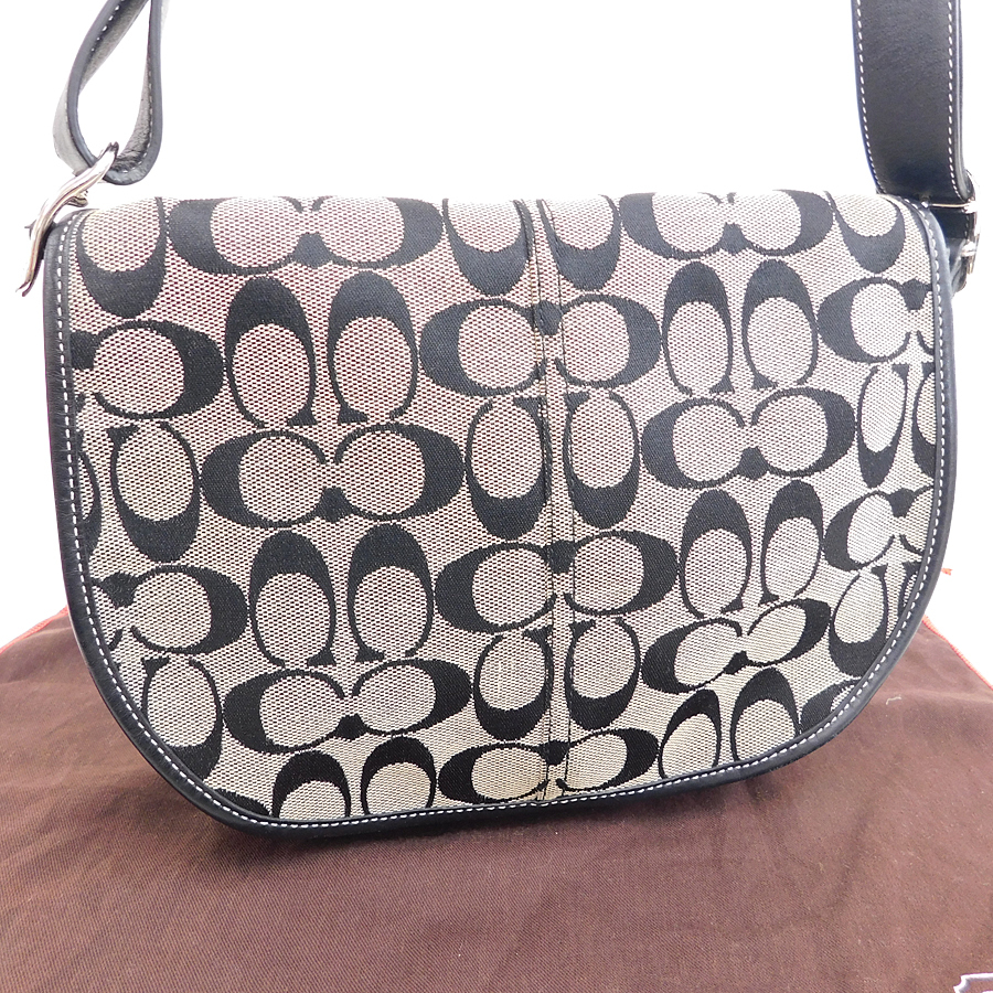 1円 □ 極美品 コーチ ショルダーバッグ 6842 ブラック×グレー系 