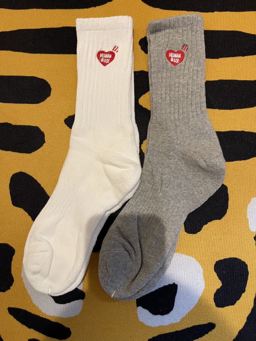 2足セット Human Made ソックス 靴下 ヒューマンメイド白 グレー