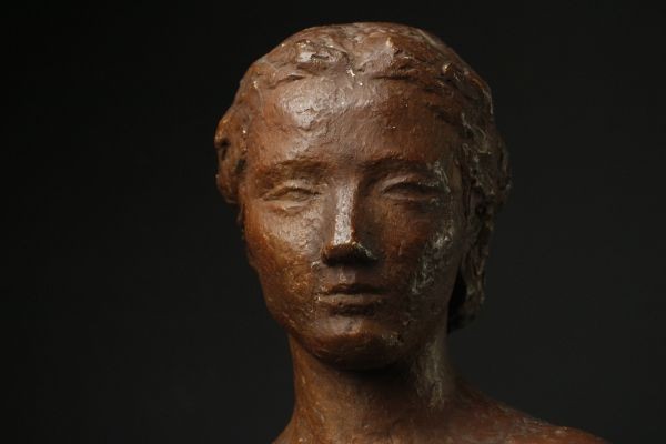 DKG☆ 神戸の彫刻家 『 廣島照道 さみしい 』 彫刻画 女性像 裸婦像 