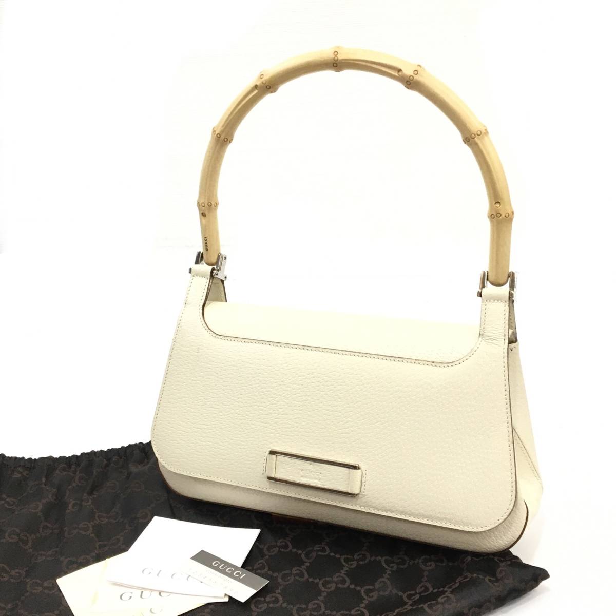 1円～ GUCCI グッチ バンブーハンドル レザー ハンドバッグ 保存袋付き 