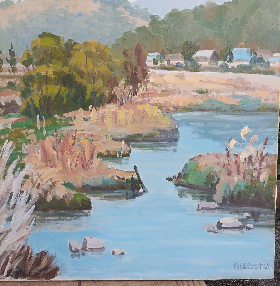 西山性一　『内海』　1970年 西山性一【広島・岡山県笠岡市小田川】F30号油彩 日展 一水会員・会員