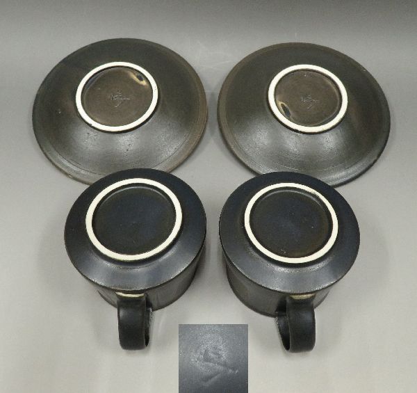 ○焼物○ 亀井勝 『黒磁釉 洋茶碗』 共箱 【コーヒーカップ ペア 